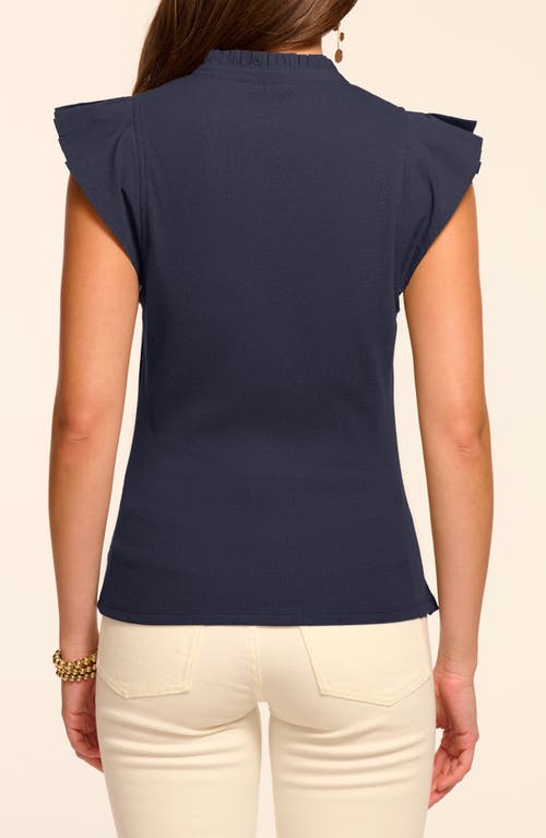 Ramy Brook Monroe Ruffle Trim Top In Blue