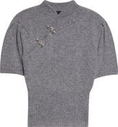 Simone Rocha Jewelled Mandarin Collar Cashmere Sweater