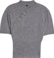 Simone Rocha Jewelled Mandarin Collar Cashmere Sweater