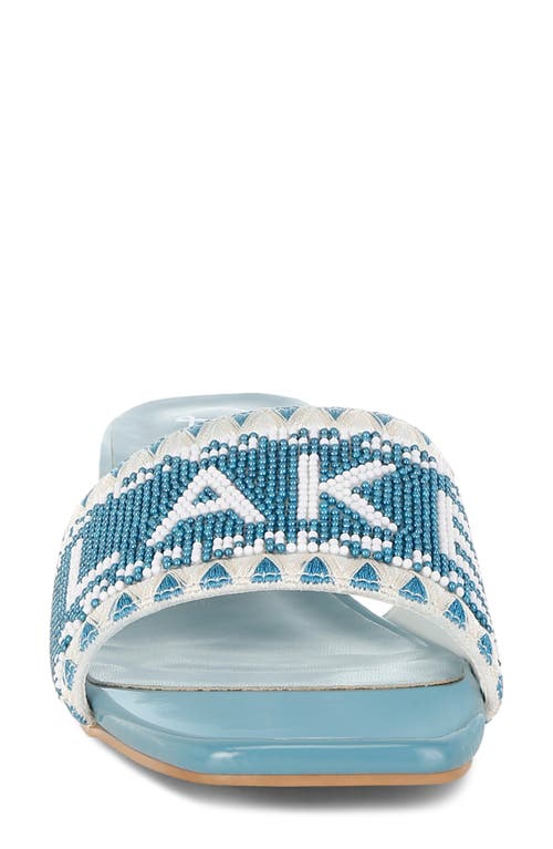 London Rag Vacay Babe Lake Como Beaded Slide Sandal In Blue