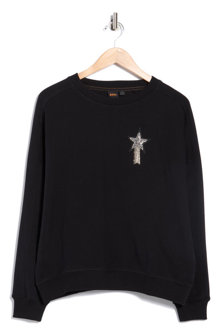 Star Logo Embroidered Sweatshirt, Alternate, color, BLACK/ BLACK