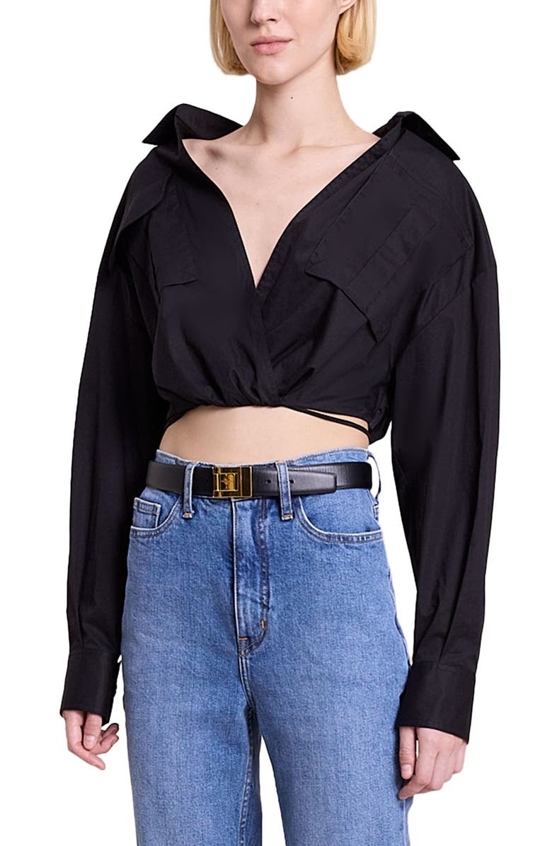 A.L.C. Corbin Surplice Cotton Crop Blouse, Alternate, color, 