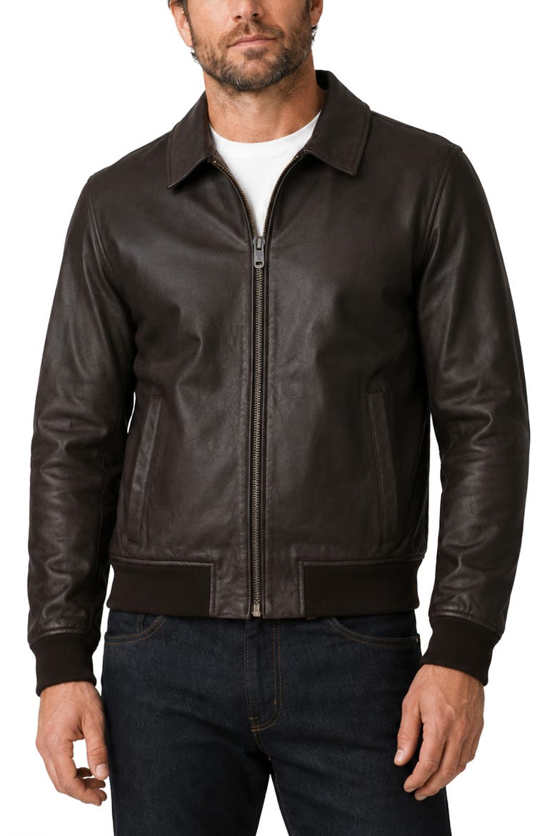 Nappa Lamb Leather Jacket, Main, color, DARK BROWN