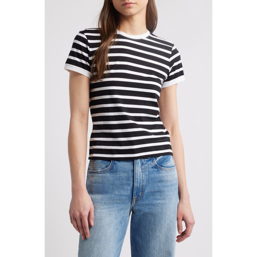 Frame Stripe Pima Cotton Baby Tee In Black Multi