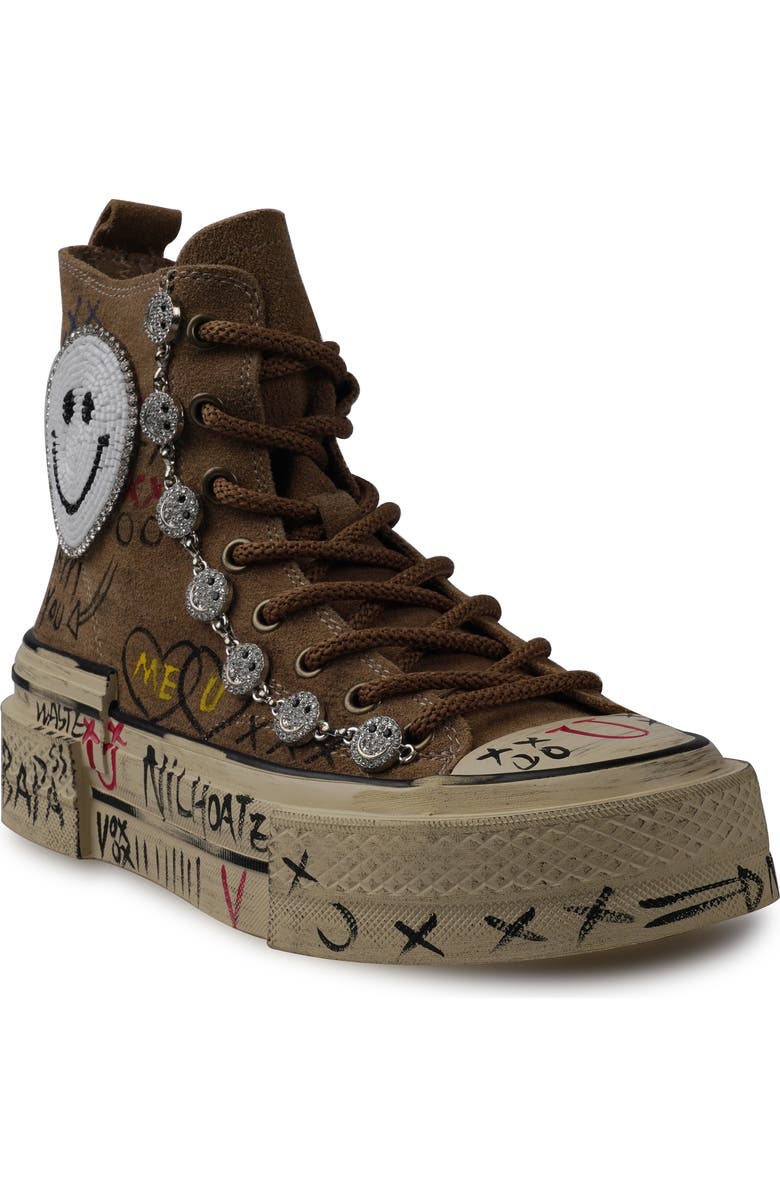 ZIGI Holland Happy Face Lug Sole High Top Sneaker, Main, color,