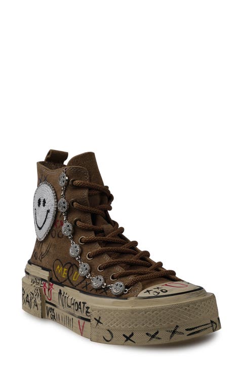 Holland Happy Face Lug Sole High Top Sneaker (Women)