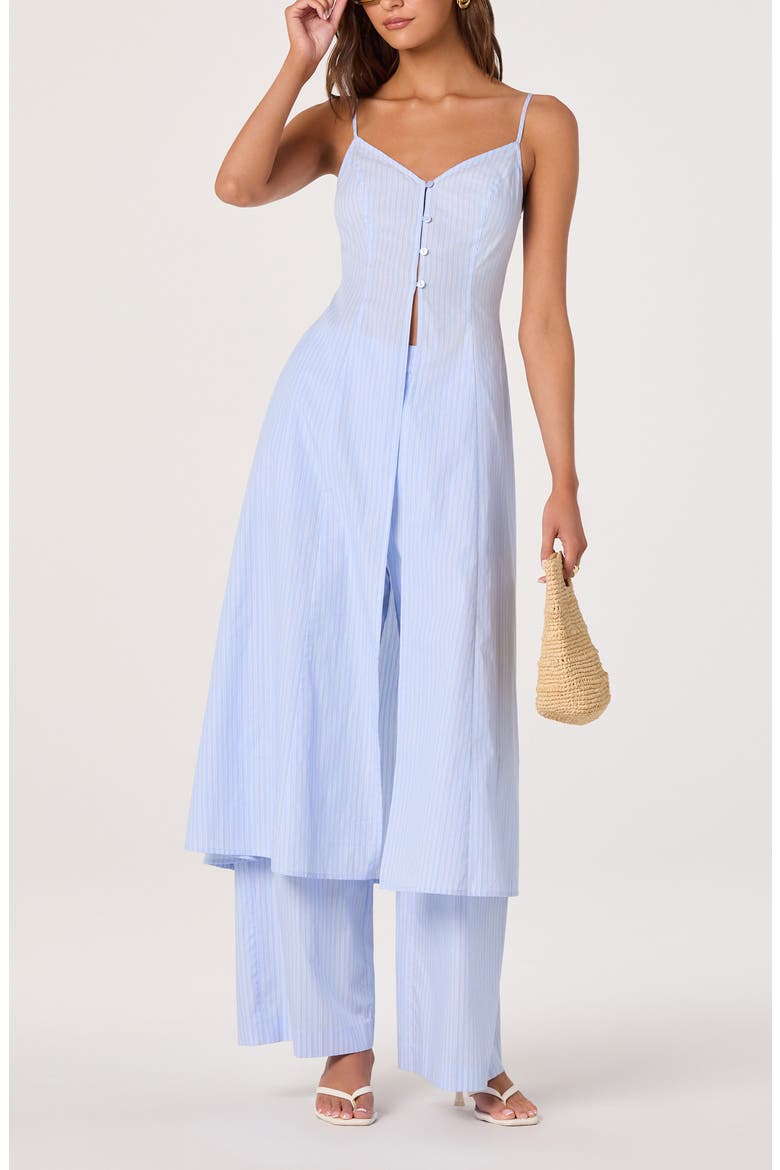 Rena Longline Sleeveless Tunic, Main, color, BLUE PINSTRIPE