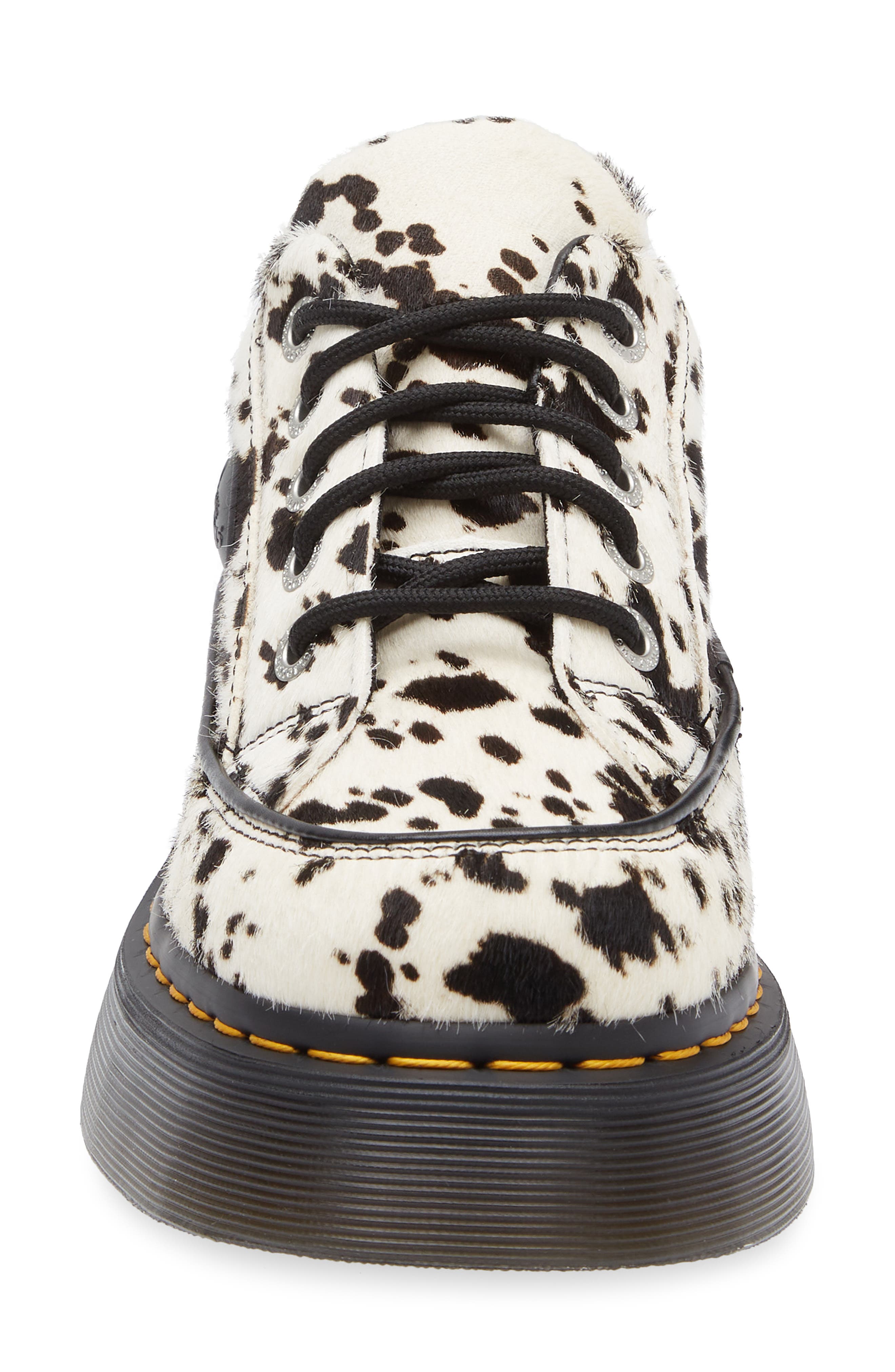 Dr. Martens Buzz 5i Genuine Calf Hair Platform Oxford, Alternate, color, Cream And Black Calf Hair