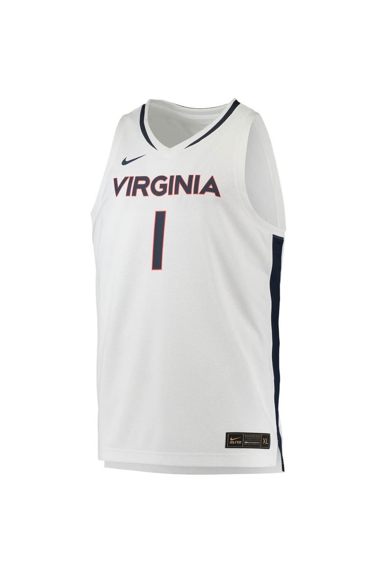 Men's Nike #1 White Virginia Cavaliers Replica Basketball Jersey, Alternate, color, White