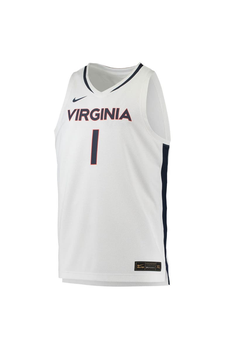 Nike Men's Nike #1 White Virginia Cavaliers Replica Basketball Jersey, Alternate, color, White