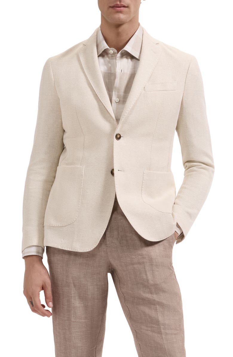 Bugatchi Tan Herringbone Knit Sport Coat, Main, color, Sand
