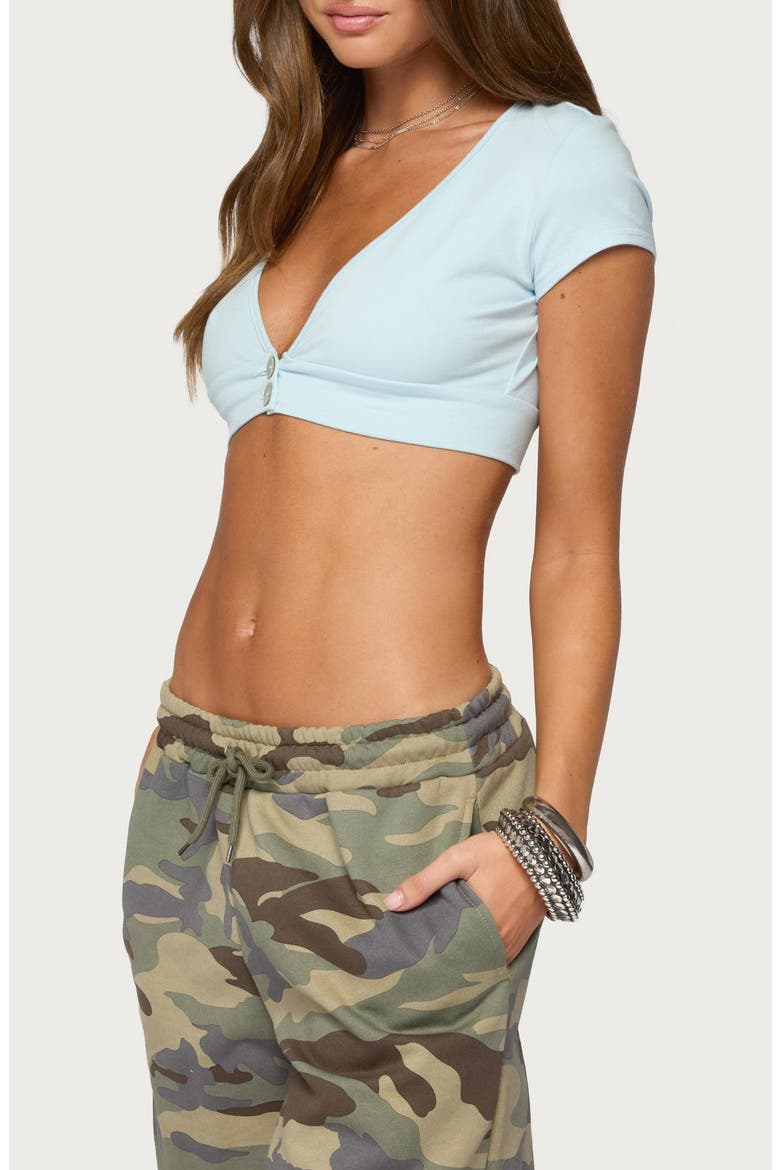 Cecey Button Up Crop Tee, Alternate, color, LIGHT-BLUE