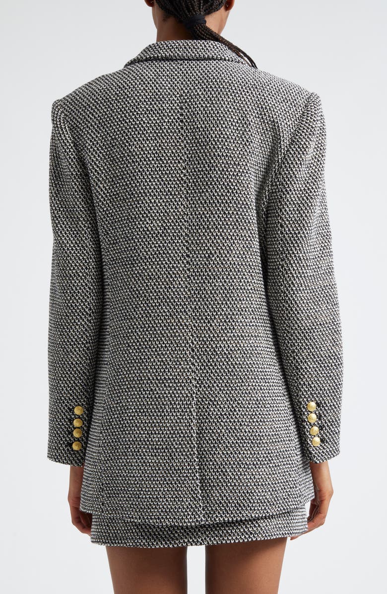L'AGENCE Riva Double Breasted Knit Blazer, Alternate, color, Blackivor
