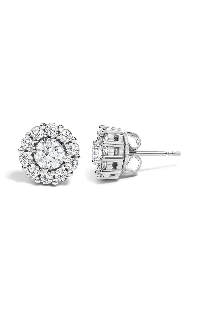 Haus of Brilliance 10K White Gold 1 1/2 Cttw Lab Grown Diamond Halo Stud Earrings, Alternate, color, White Gold