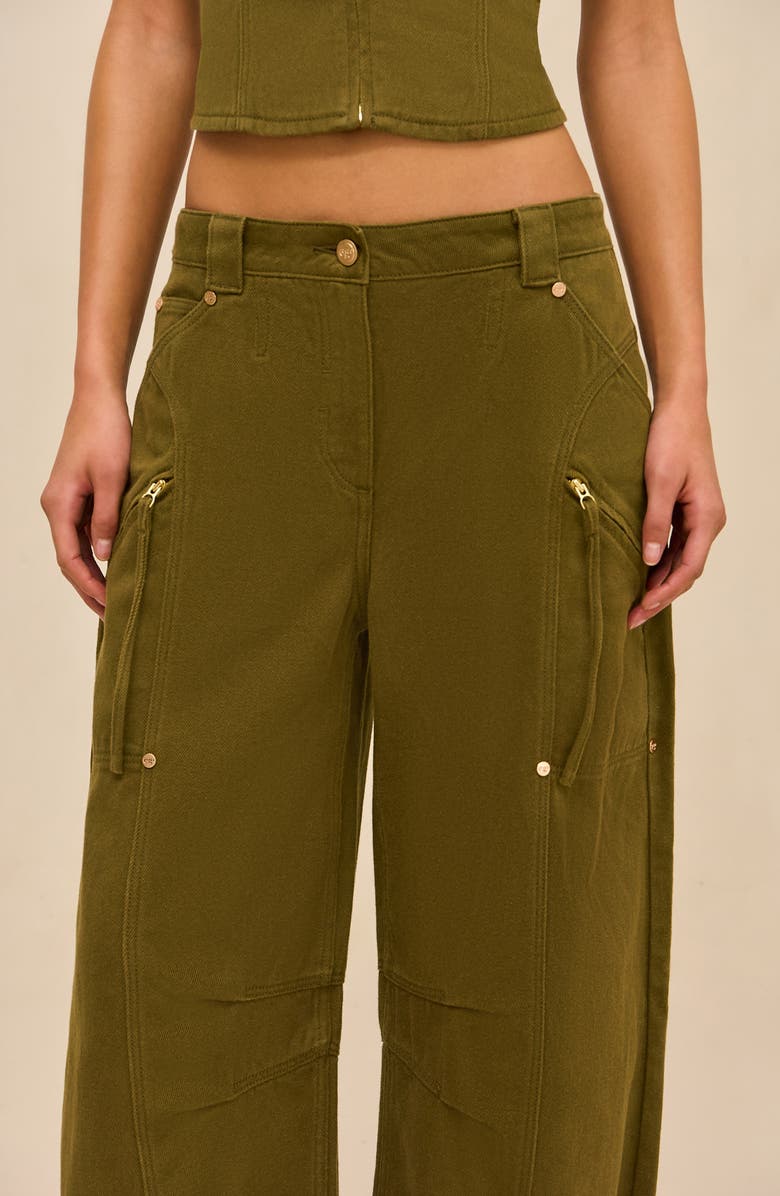 Cult Gaia Sigrid Twill Barrel Leg Pants, Alternate, color, 