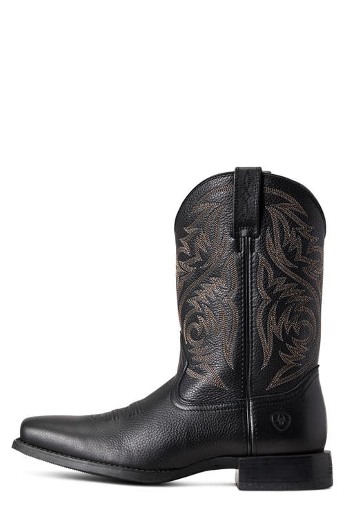 Ariat Sport Herdsman Square Toe Cowboy Boot In Black Deertan