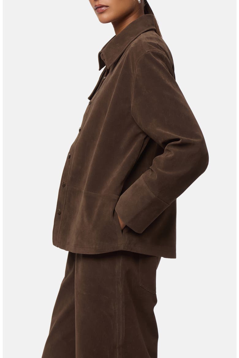 Ren Faux Suede Overshirt, Alternate, color, DARK BROWN
