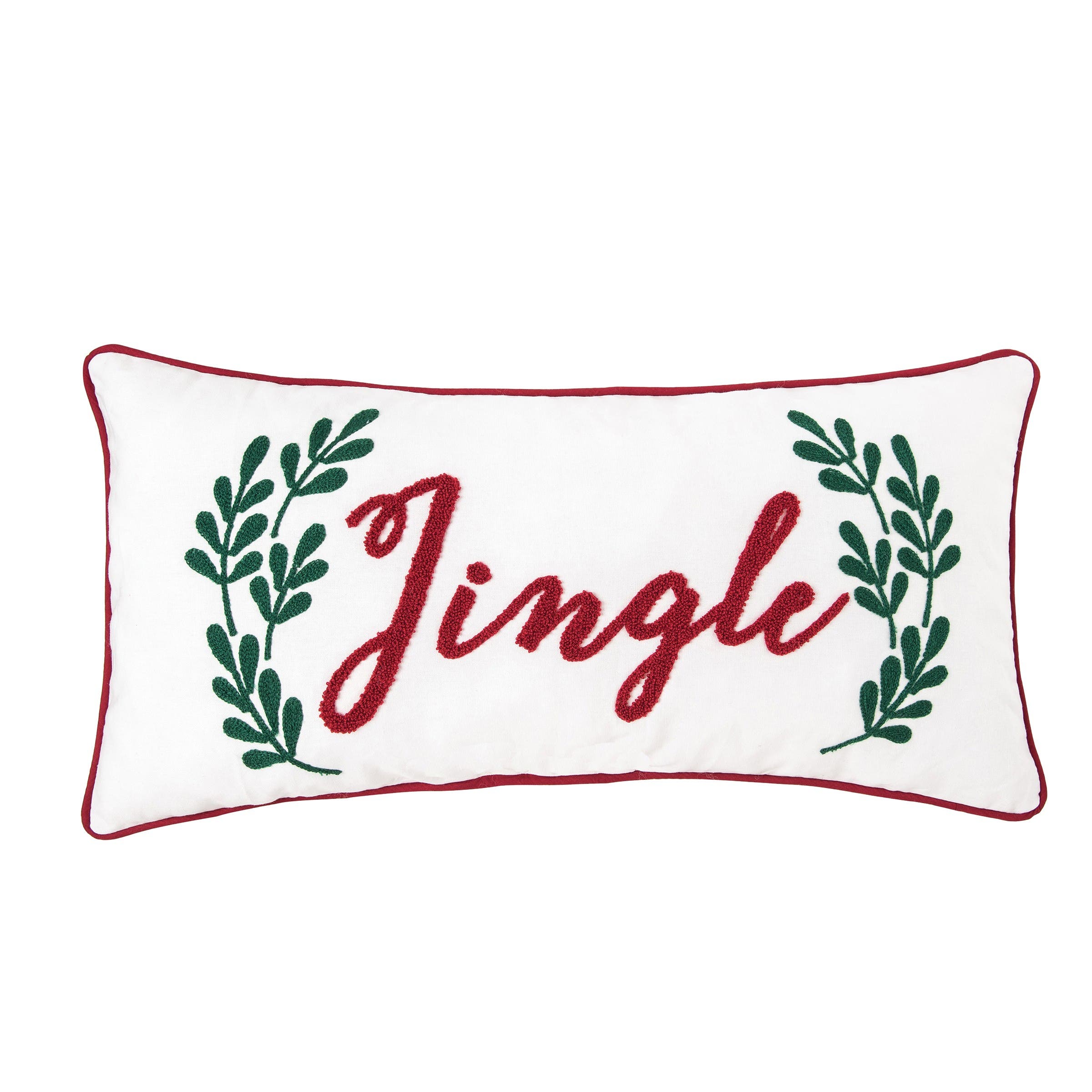 C&F Home Jingle Sprig Chainstitch Christmas Throw Pillow, 18" x 18" in Red 