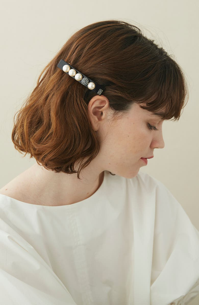 Alexandre de Paris Imitation Pearl & Crystal Barrette, Alternate, color, 