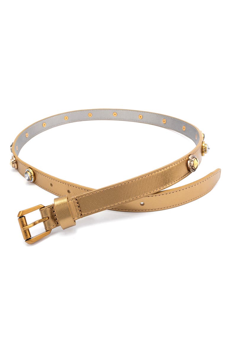 Kurt Geiger London Octavia Studded Leather Belt, Alternate, color, Gold