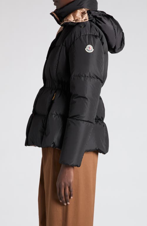 Moncler Agneux Square-quilted Hooded Short Down Jacket In Black