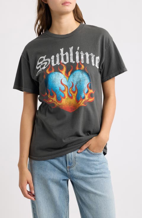 Sublime Flaming Heart Graphic T-Shirt