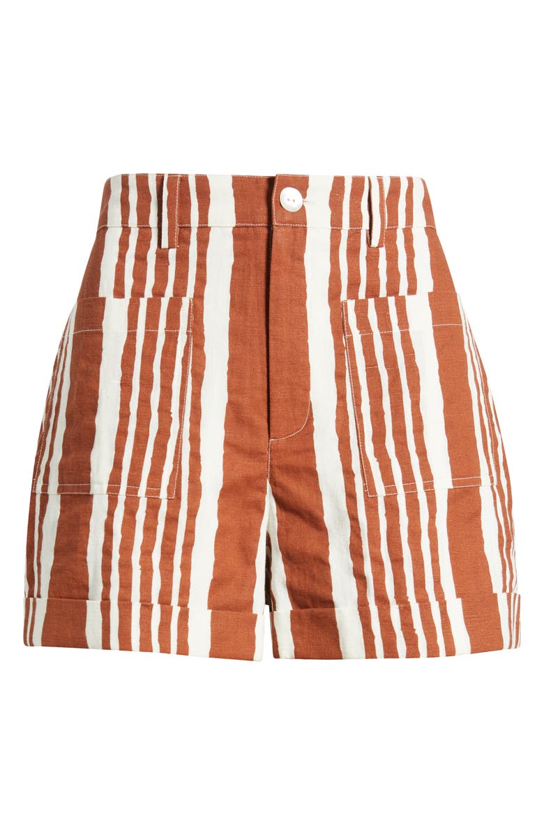 Cleobella Niko Stripe Cotton & Linen Shorts, Alternate, color, Vecchio Stripe Print
