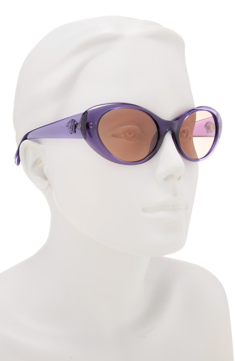 Versace 53mm Oval Sunglasses, Alternate, color, Purple/ Brown