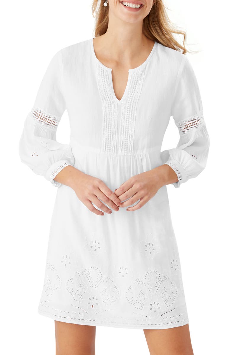 Tommy Bahama St. Lucia Split Neck Linen Blend Cover-Up Dress, Main, color, 