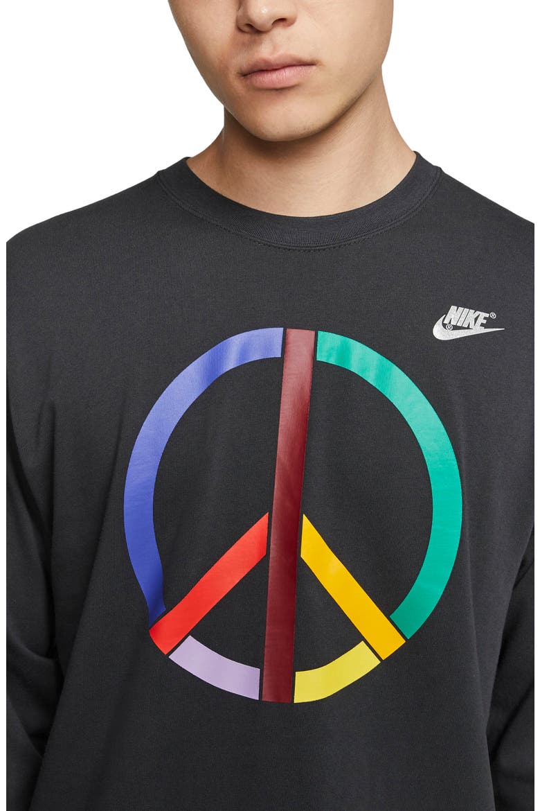 x Olivia Kim Peace Sign Long Sleeve Tee, Alternate, color, BLACK