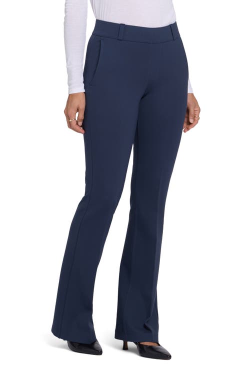 Pull-On Flare Leg Ponte Knit Trousers