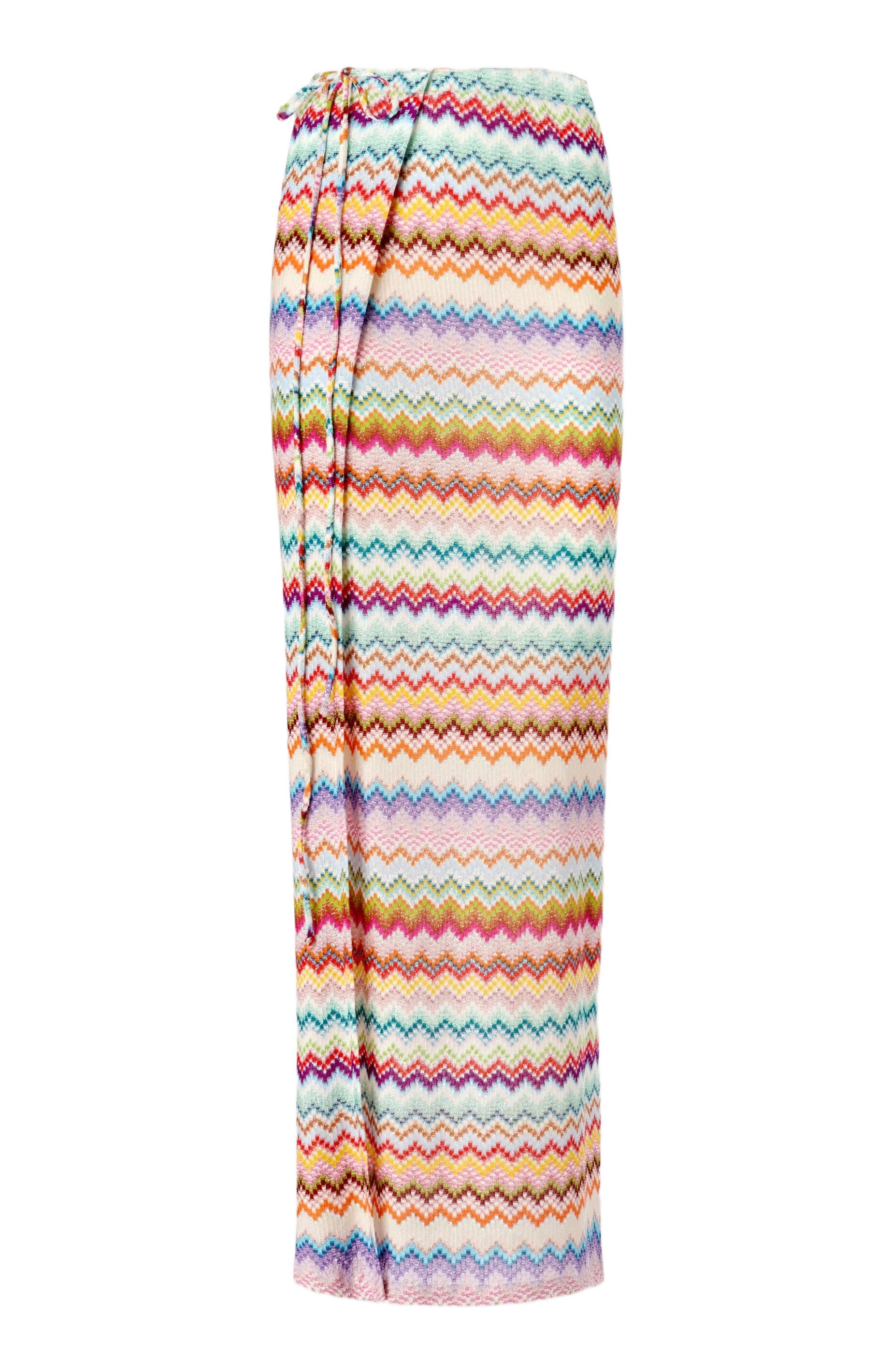 Long Pareo Skirt In Lame Viscose With Pixel-effect Zigzag Pattern - image 2