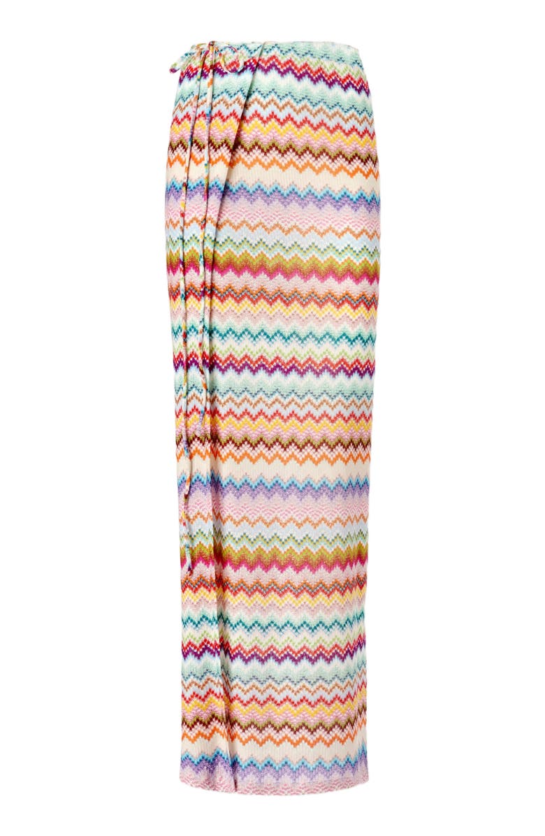 Missoni Long Pareo Skirt In Lamé Viscose With Pixel-effect Zigzag Pattern, Alternate, color, Multicoloured