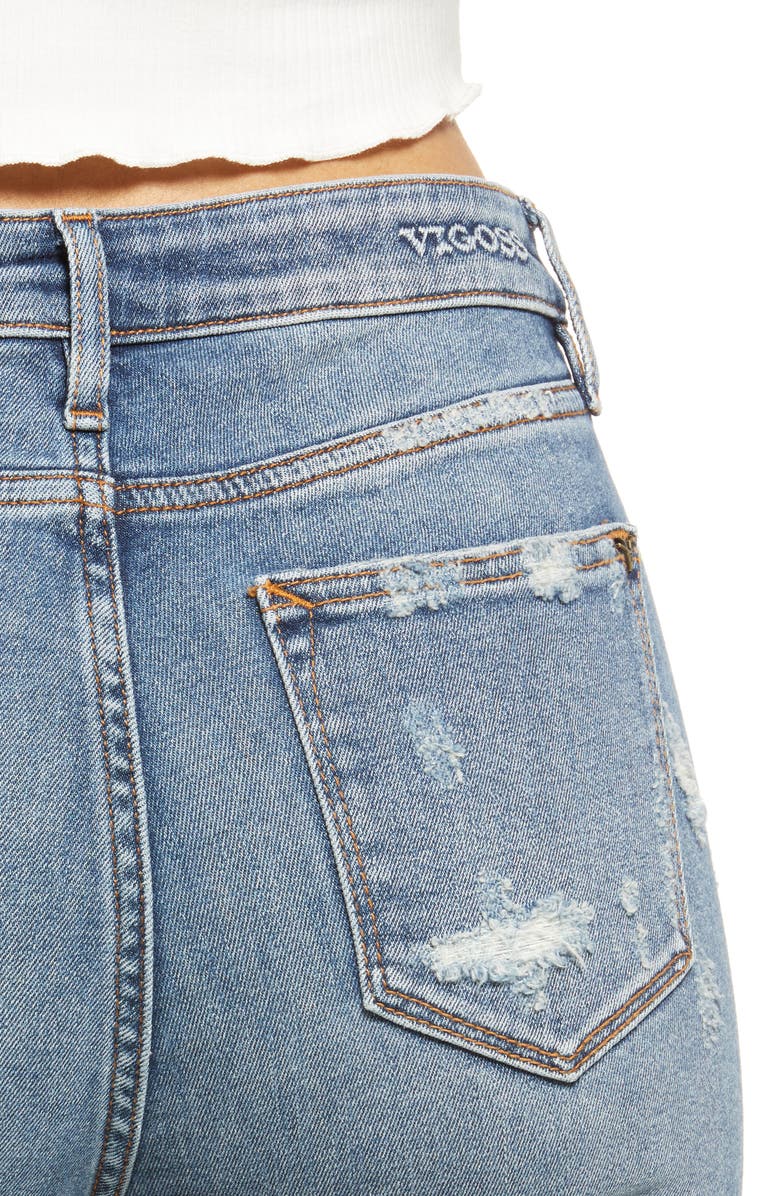 Vigoss Destructed Straight Leg Ankle Jeans, Alternate, color,