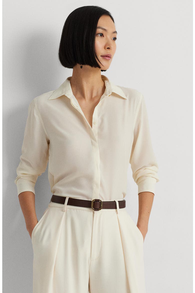 Classic Fit Crepe Shirt, Alternate, color, MASCARPONE CREAM