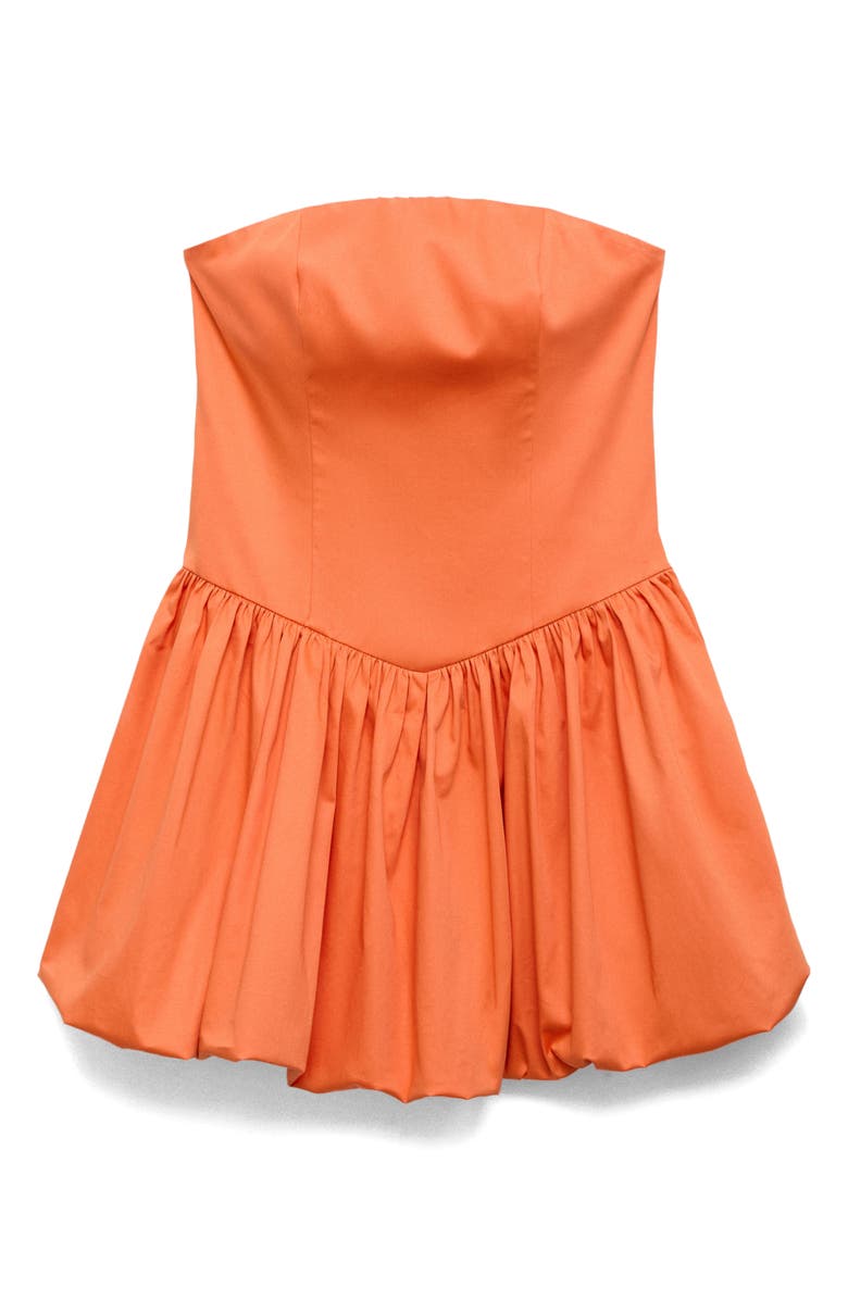 MANGO Strapless Bubble Hem Minidress, Alternate, color, Orange