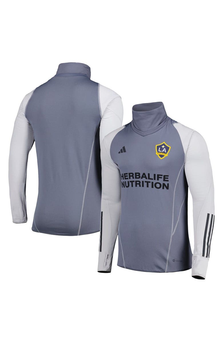 adidas Men's adidas Gray LA Galaxy Warm Raglan COLD.RDY Top, Main, color, Gray