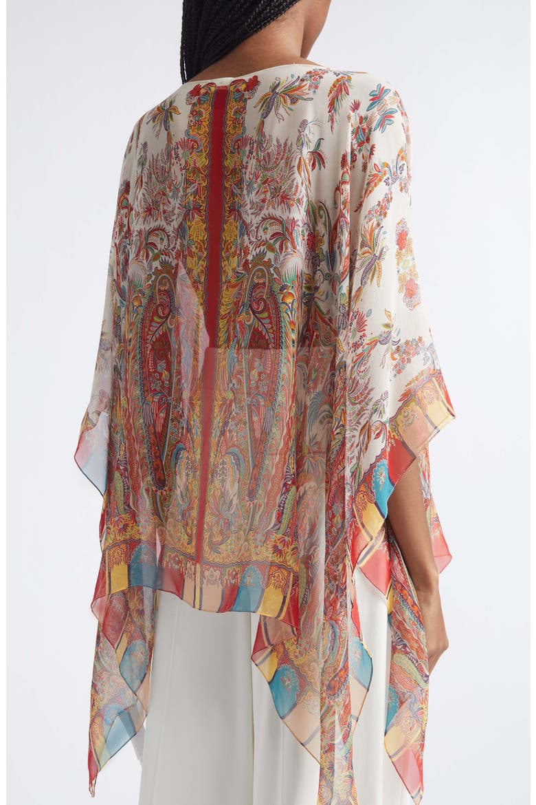 Paisley Print Silk Poncho, Alternate, color, PRINT ON WHITE BASE