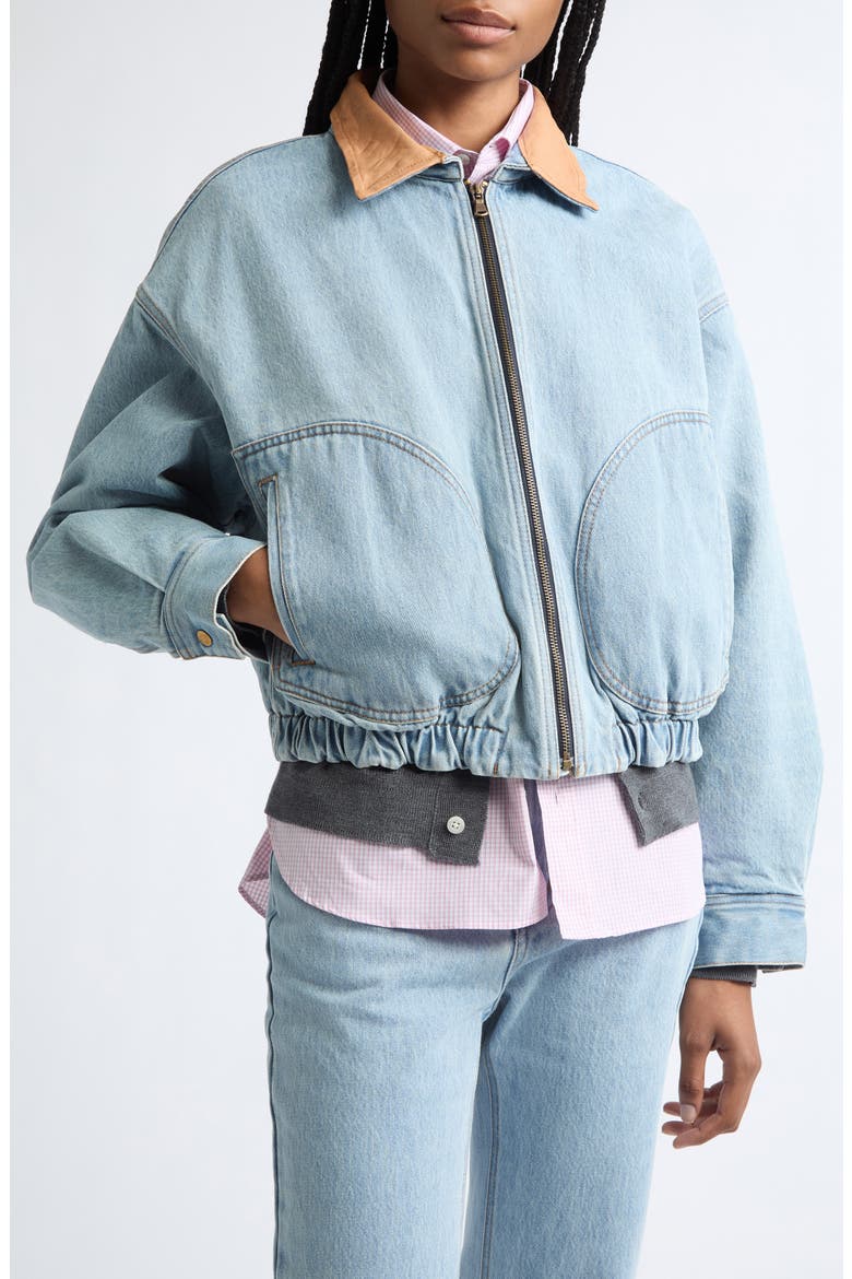 Cotton Denim Bomber Jacket, Alternate, color, STONEWASH