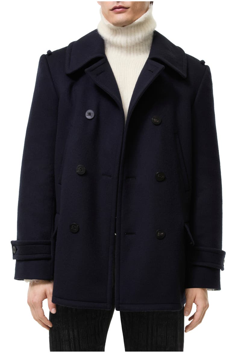 Wool Cashmere Pea Coat, Main, color, Navy
