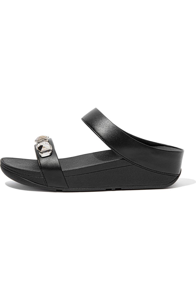 FitFlop Fino Crystal Wedge Slide Sandal, Alternate, color, All Black