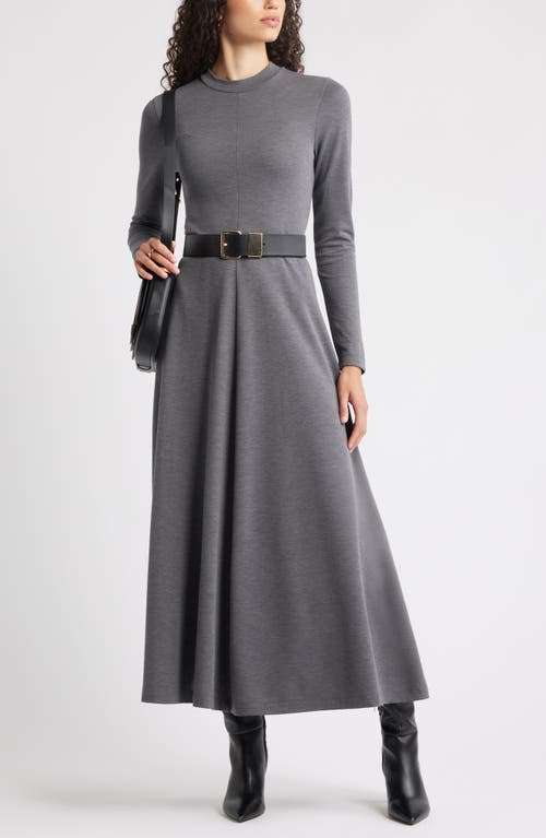 Nordstrom Mock Neck Long Sleeve Maxi Dress In Gray