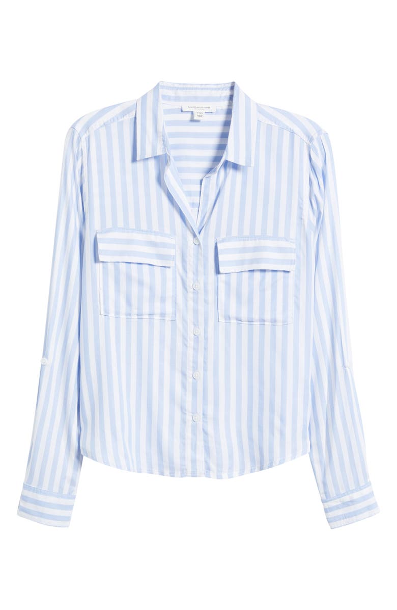 beachlunchlounge Fallon Crop Button-Up Shirt, Alternate, color, Blue Veil