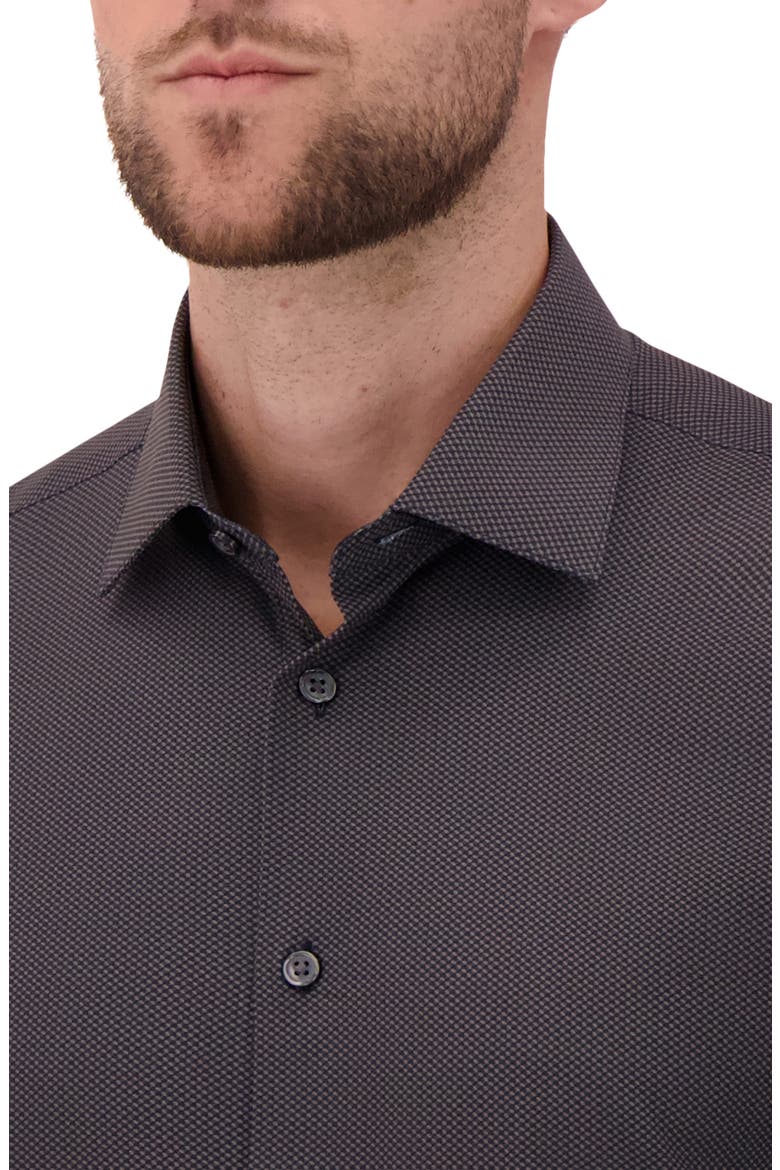 Modern Fit Geometric Print 4-Way Stretch Button-Up Shirt, Alternate, color, BLACK