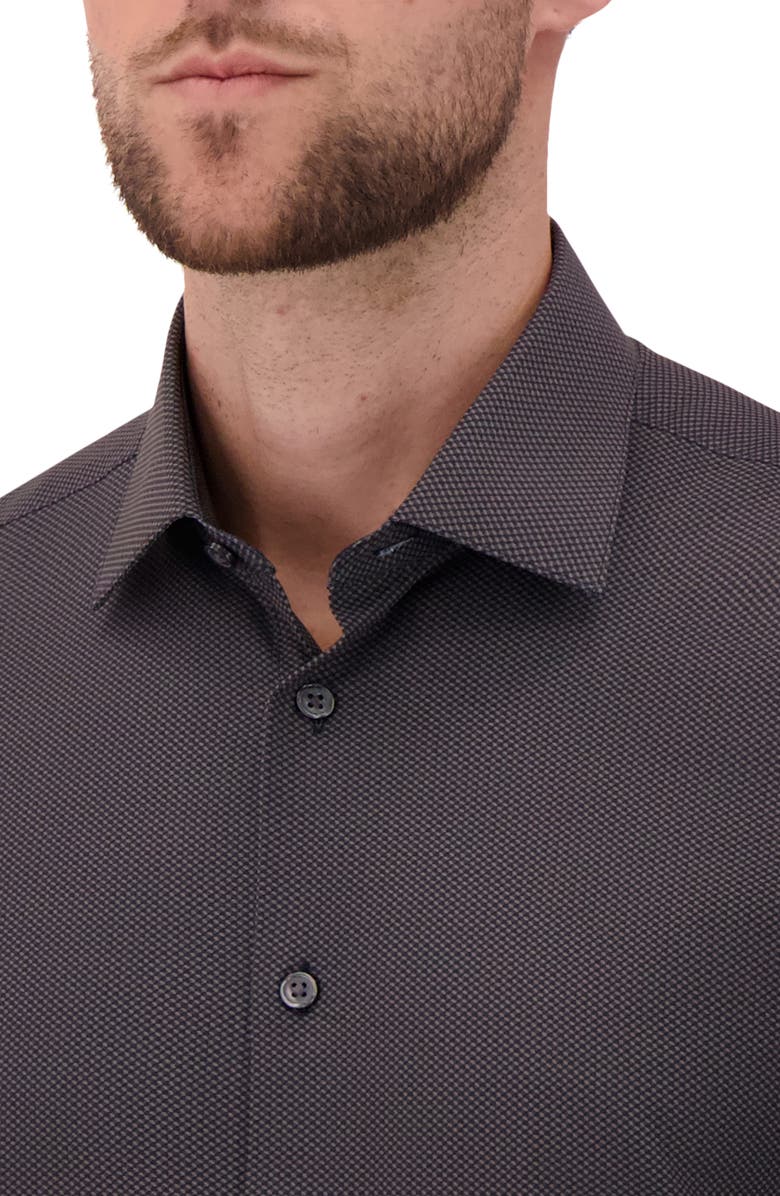 Report Collection Modern Fit Geometric Print 4-Way Stretch Button-Up Shirt, Alternate, color, Black