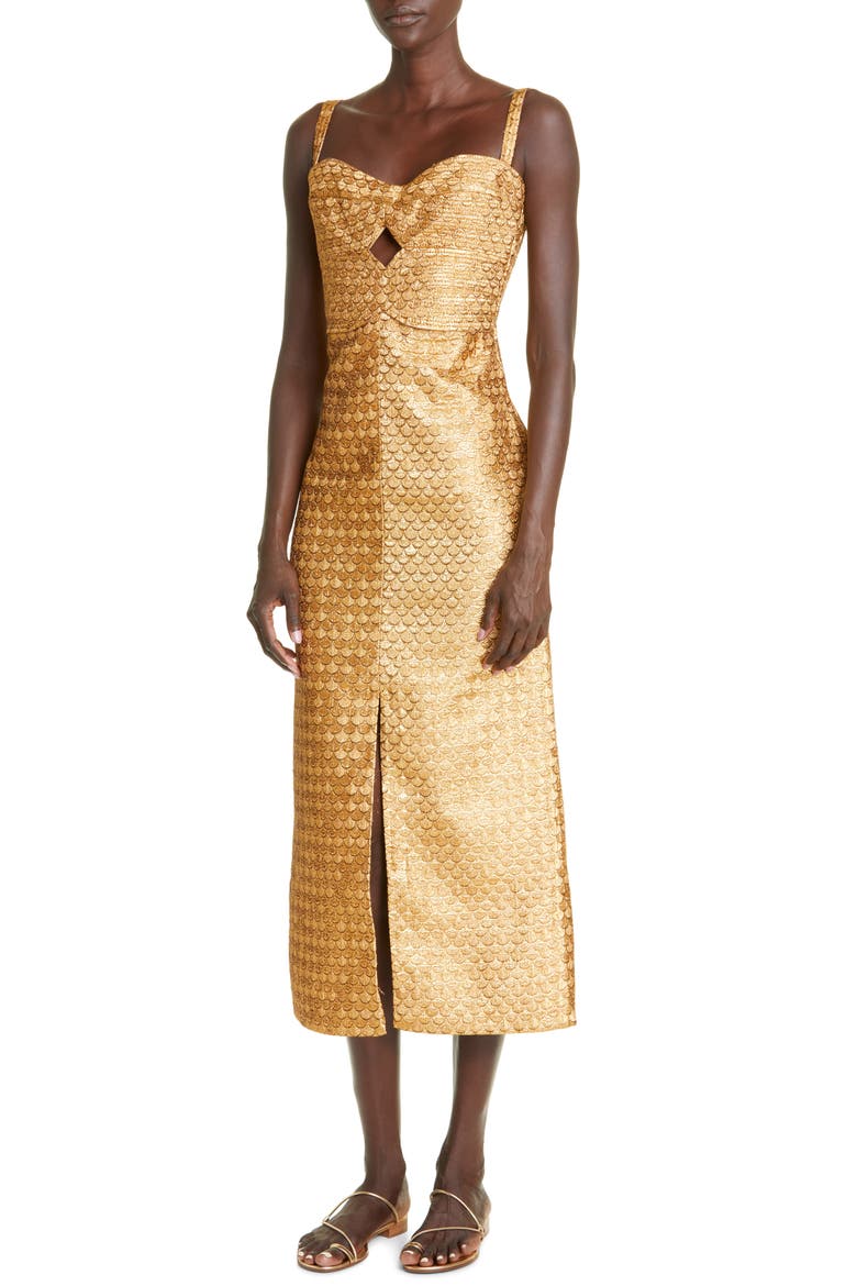 Ideal Universe Cutout Dress, Alternate, color, GOLD