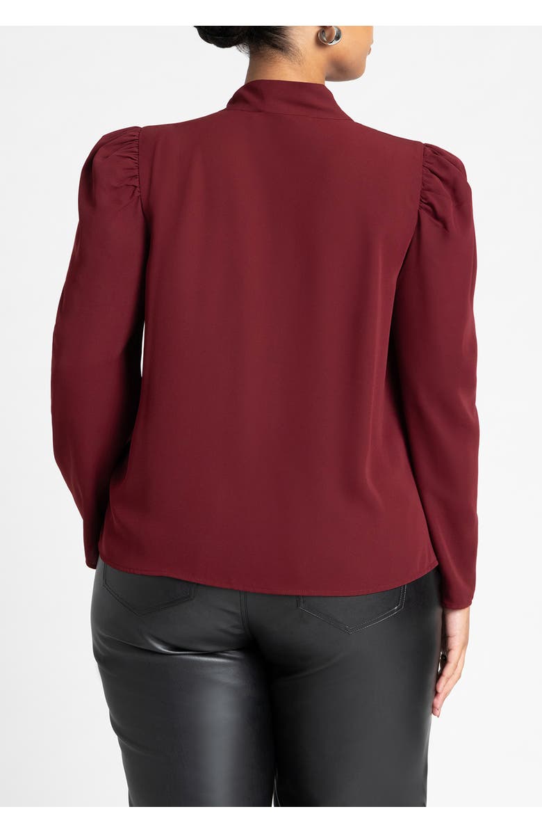 ELOQUII Drape Front Blouse, Alternate, color, Zinfandel