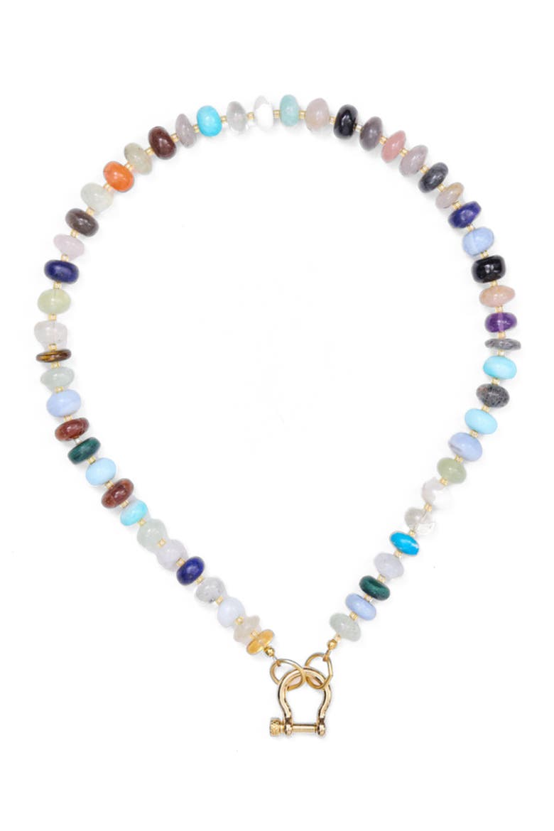 Lyla Mixed Gemstone Gold Plated Necklace, Alternate, color, Mixed Gemstone