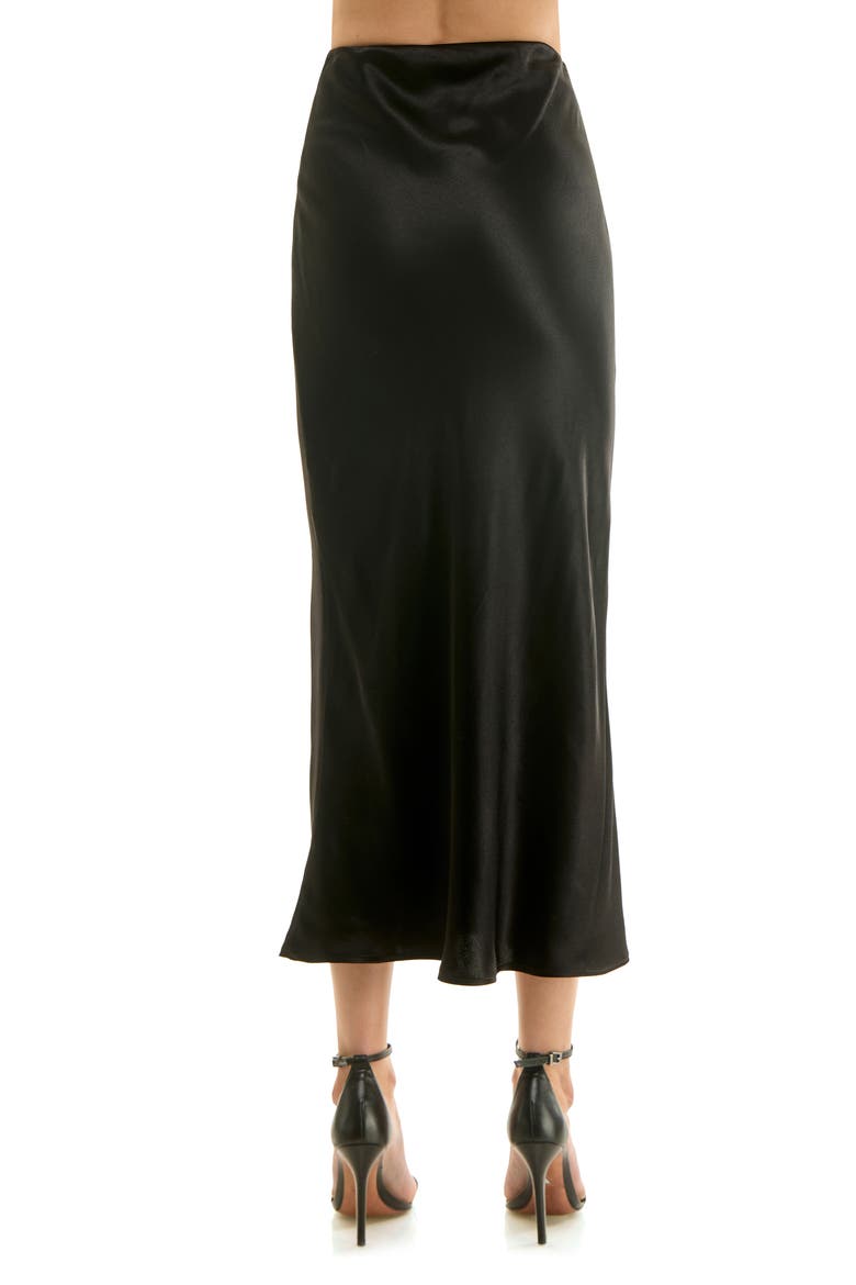 Bias Cut Satin Maxi Skirt, Alternate, color, BLACK