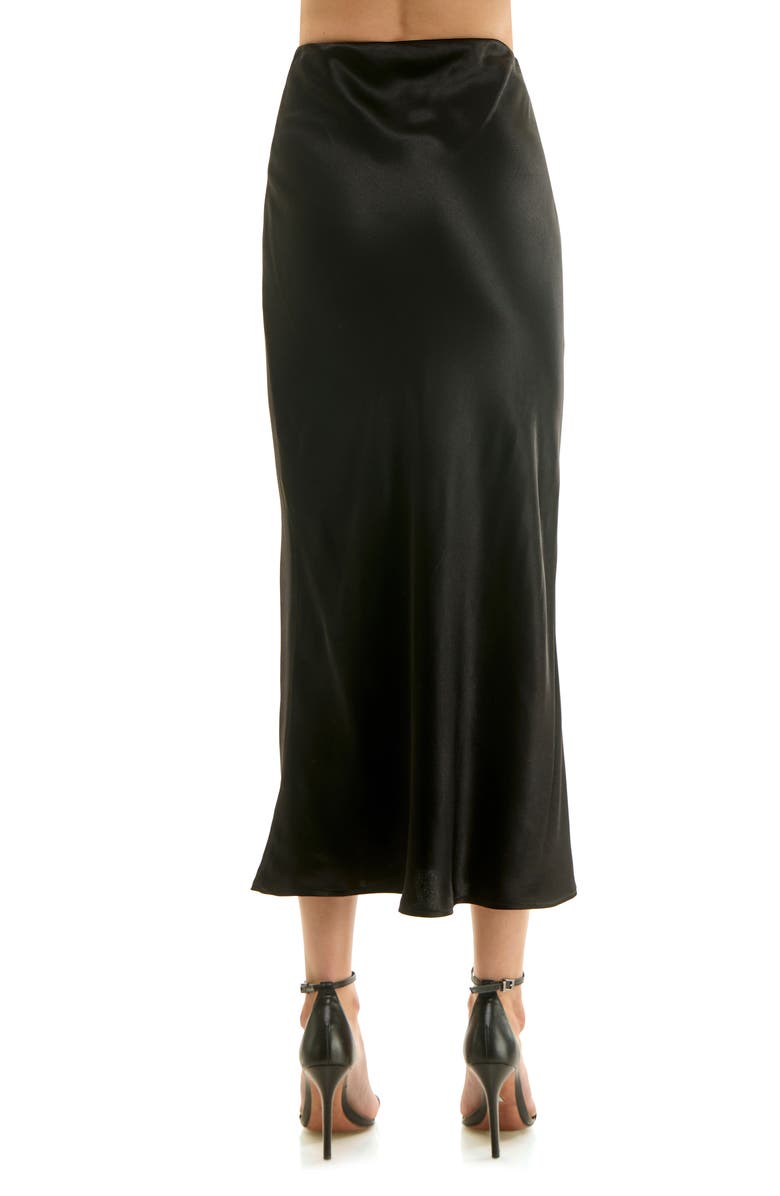 Socialite Bias Cut Satin Maxi Skirt, Alternate, color, Black